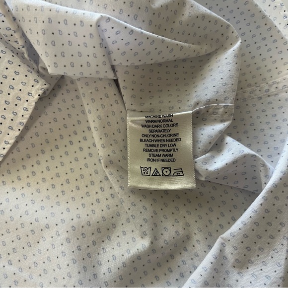Ben Sherman Tailoring Stretch Button Up Long Sleeve Shirt White Blue Size Med - Picture 8 of 10